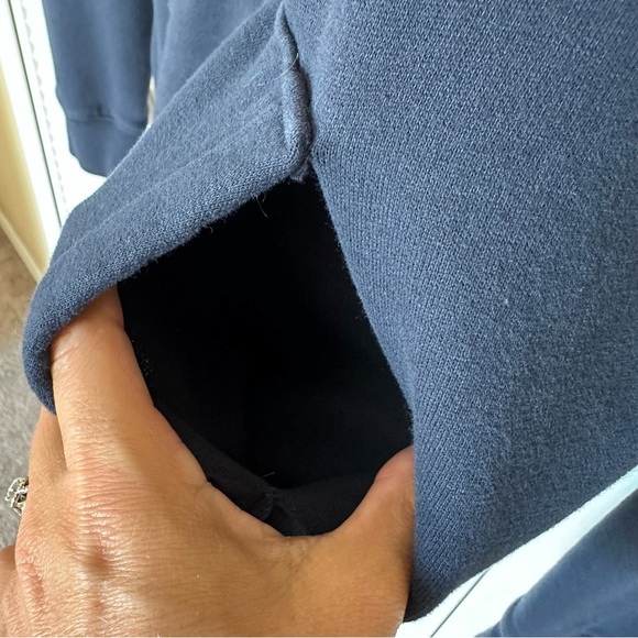 Abercrombie & Fitch Hoodie Zip Up Fleece Lined Sweatshirt Navy Blue M Y2K VTG - Picture 3 of 9